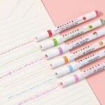 Curve Pen Fluorescent Mark Fine Wave Pen Linear Student Notes With Color Hand Copy Journal Pen
